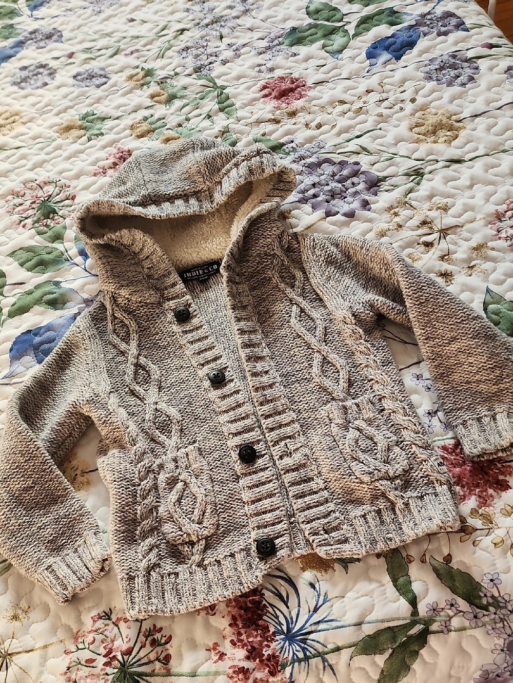 Kids Hooded Knit Cardigan Sweater - Gray